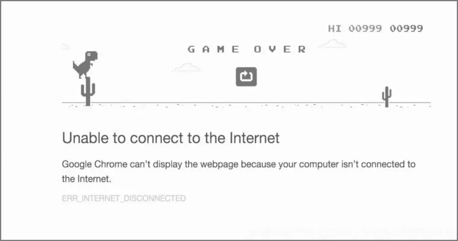 Chrome No Internet Dinosaur Jumping Game 