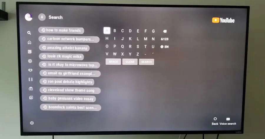 How to delete search discount history on youtube smart tv