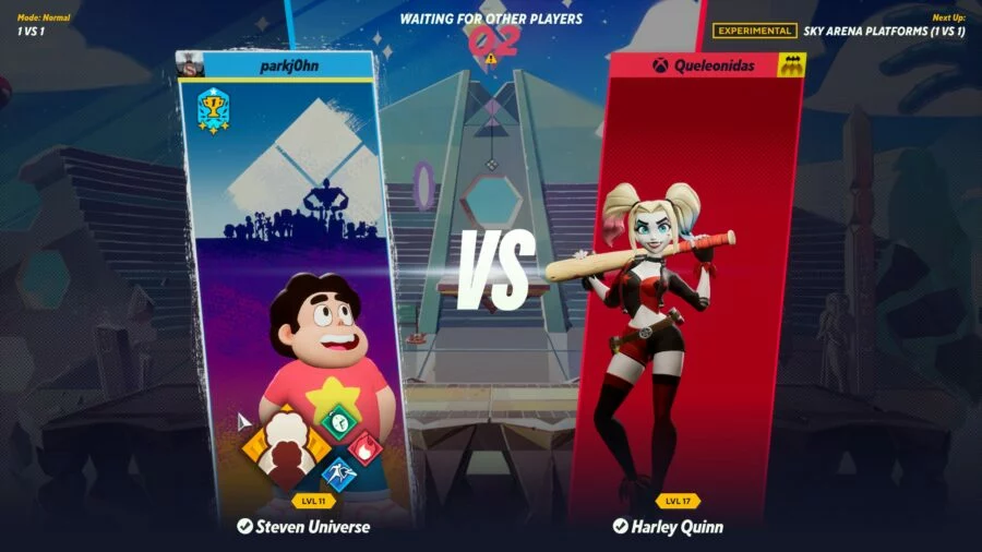 Steven Universe on the matchup screen with Harley Quinn.