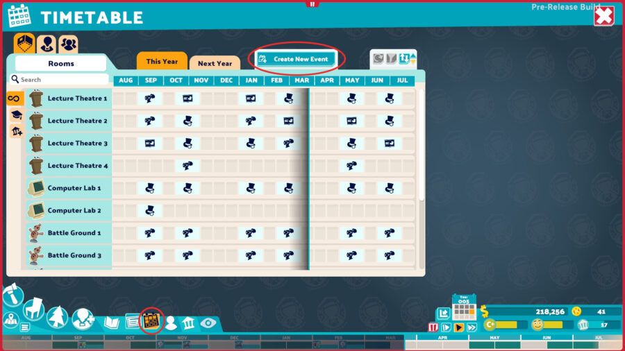  The Timetable showing the different scheduled classes throughout a year’s timeline