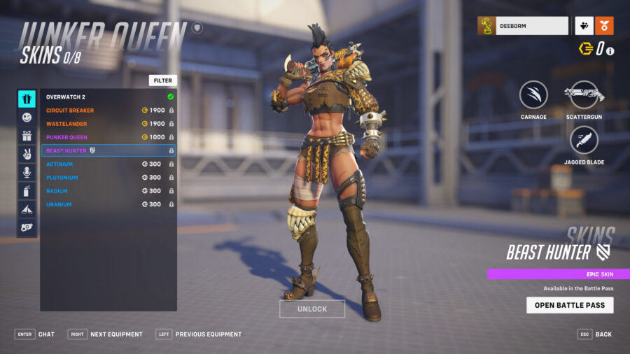 junker queen beast hunter overwatch 2 best skins