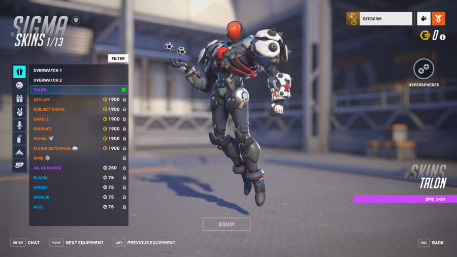 sigma talon overwatch 2 best skins