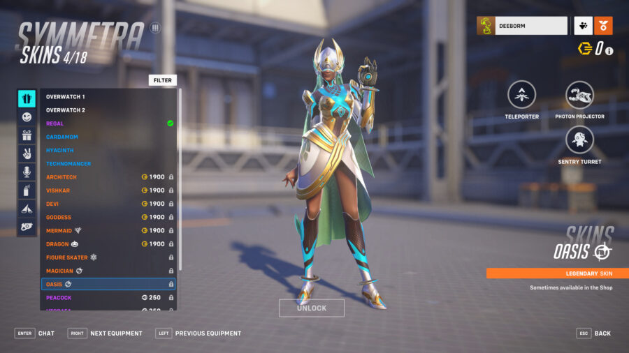 symmetra oasis overwatch 2 best skins