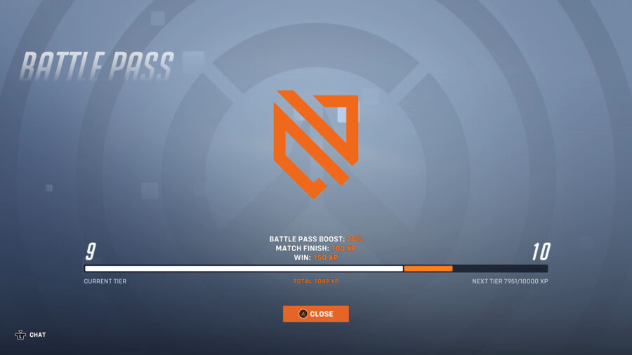 Overwatch 2's Battle Pass XP screen at the end of a match.