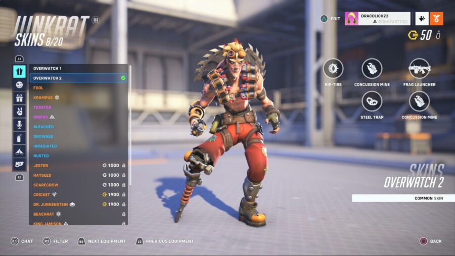 All Junkrat Overwatch 2 skins.