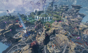 An overhead shot of the new Apex Legends map, Broken Moon.
