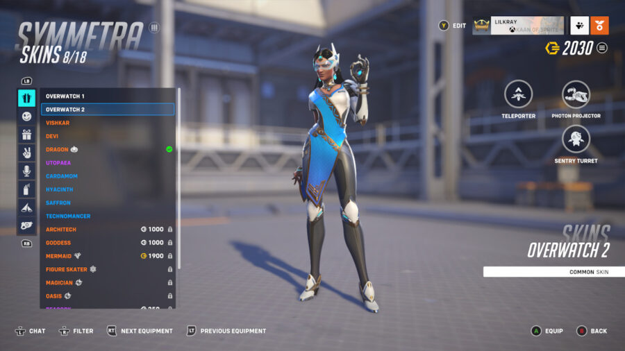 All Symmetra skins in Overwatch 2.