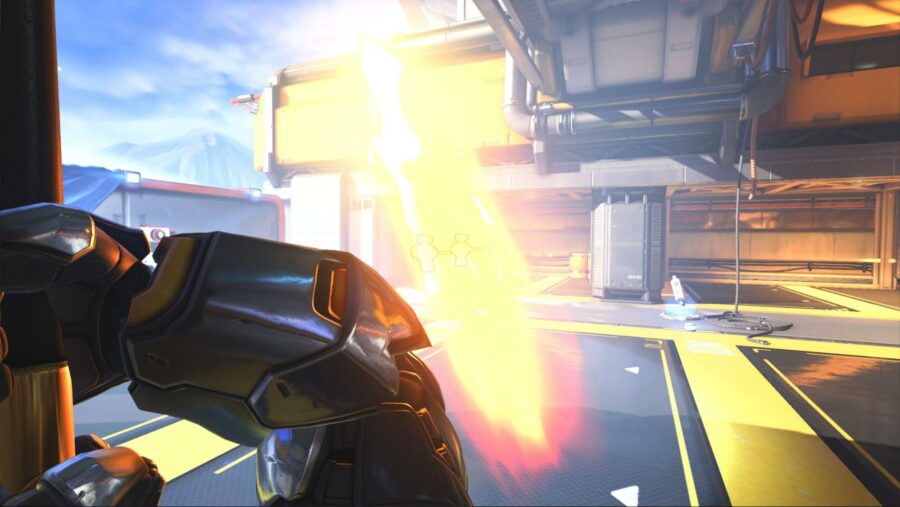 Reinhardt using the fire strike ability in Overwatch 2