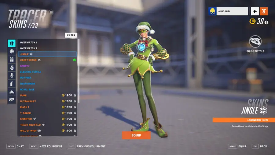 Tracer - Sprinter skin is currently available for 0 credits in the