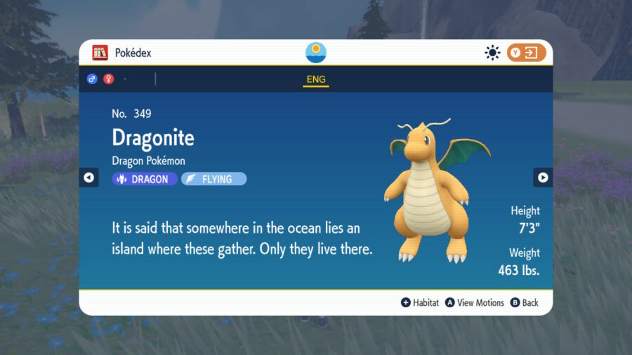 Dragonite is a classic powerful Pokemon that can be found late in Pokemon Scarlet & Violet.