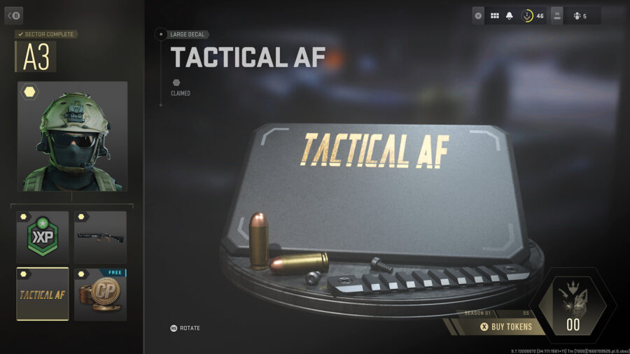 Tactical AF, a Large Decal available in the MW2 Battle Pass.