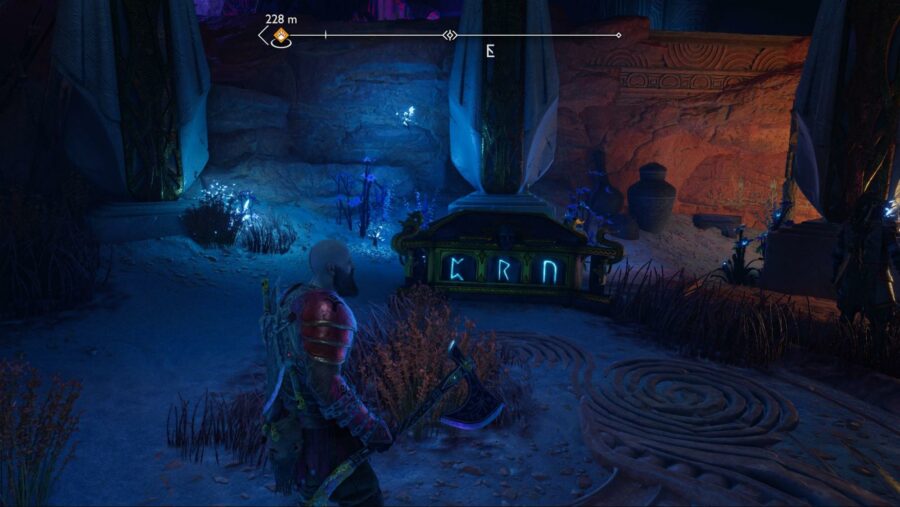 The location of the Forbidden Sands Nornir Chest in God of War Ragnarok.