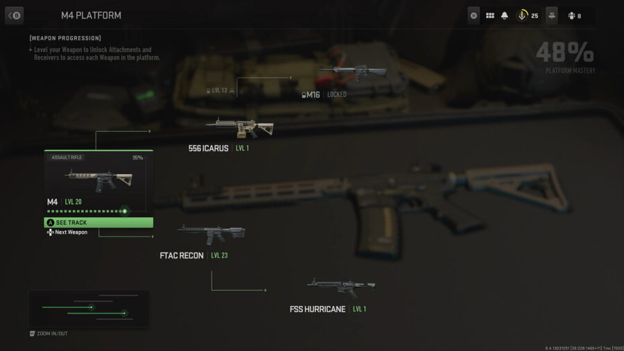 Guns in the M4 platform, which all benefit if you level up one of these guns faster in CoD: Modern Warfare 2.
