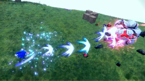 Sonic using the Sonic Boom, one of the best skills in Sonic Frontiers.