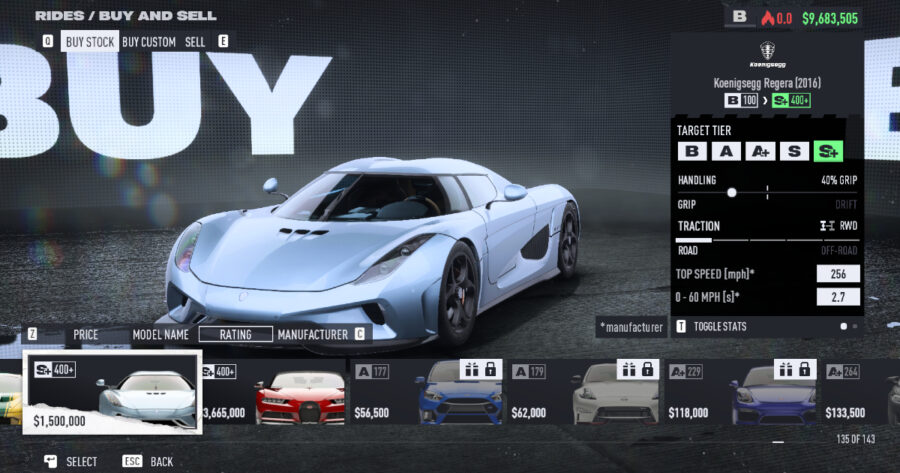The Koenigsegg Regera is the fastest car in Need for Speed Unbound.