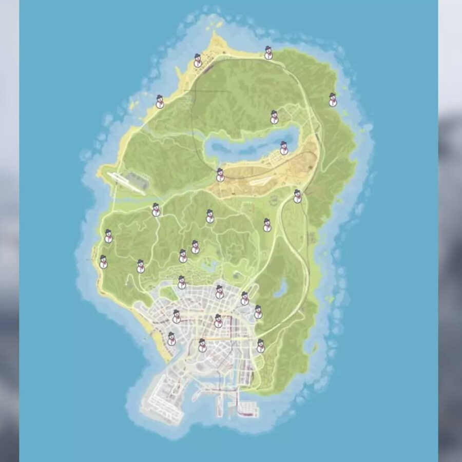 The locations of all snowmen in GTA Online.