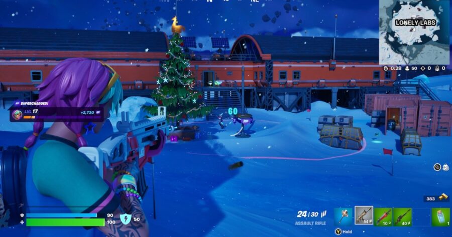 Deal damage on the north part of the map for this Fortnite Week 2 Winterfest challenge.