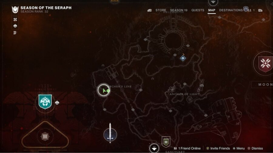 The location of the Luna.Archer.Crevasse.Crash Moon Resonance Amp in Destiny 2.