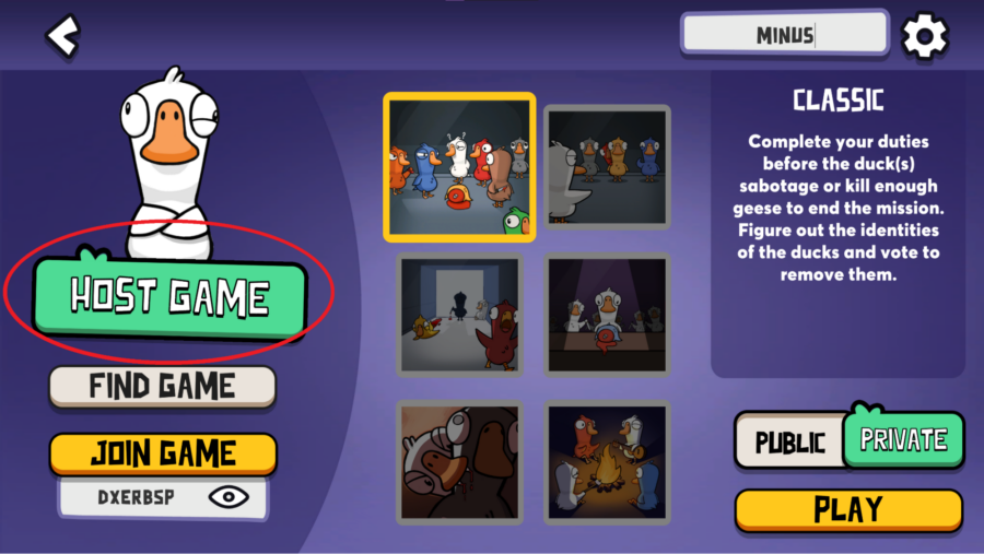 How to host a game in Goose Goose Duck.