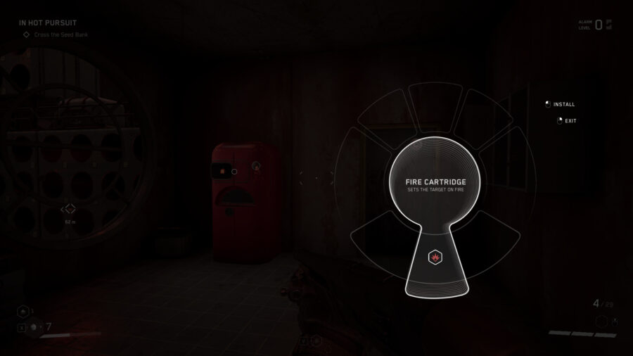 The screen to equip a cartridge in Atomic Heart.