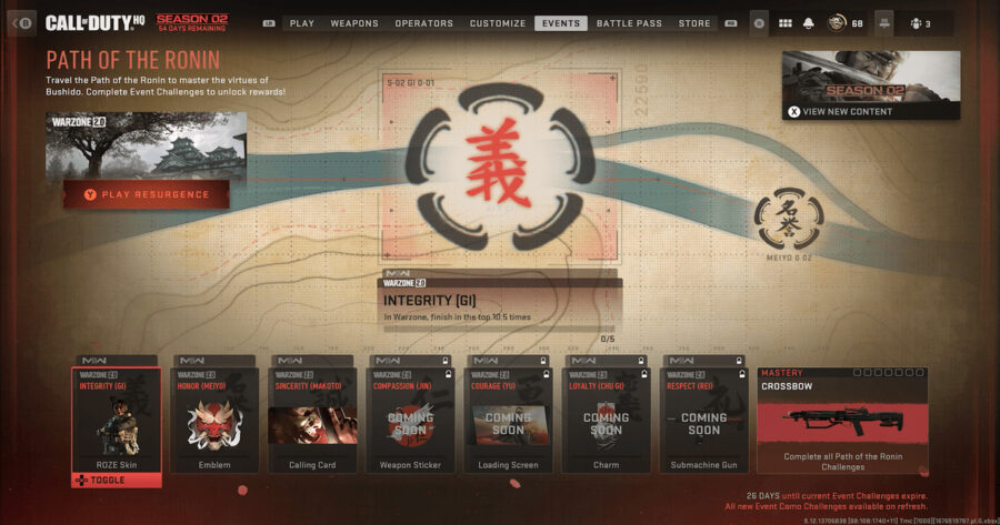 All Warzone 2 Path of the Ronin challenges.