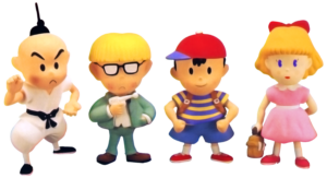 Main characters from the video game Earthbound posing