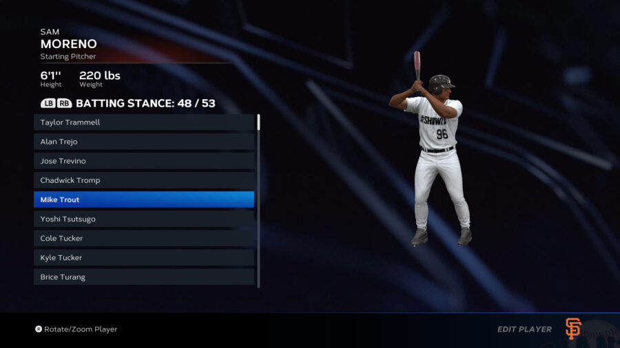 One of the best batting stances in The Show 23, Mike Trout.
