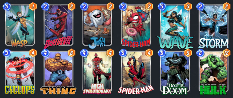 The cardlist for a High Evolutionary control deck in Marvel Snap.