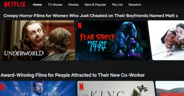 Man Suspicious After Noticing Girlfriend’s Netflix Includes Category ‘Creepy Horror Films for Women Who Just Cheated on Their Boyfriends Named Matt’