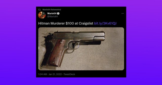 Wario64 Tweets Disturbing Link to Affordable Craigslist Hitman