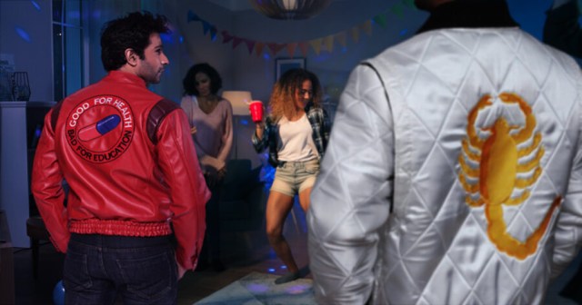Tension Grows Between Guy in Drive Jacket and Guy in Akira Jacket at Local Party