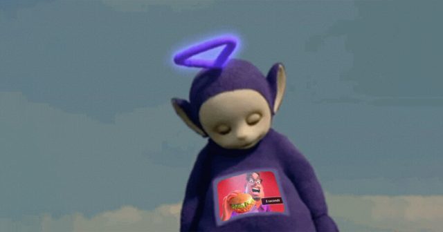 Frustrated Teletubby Forced to Sit Through Ad on His Own Tummy
