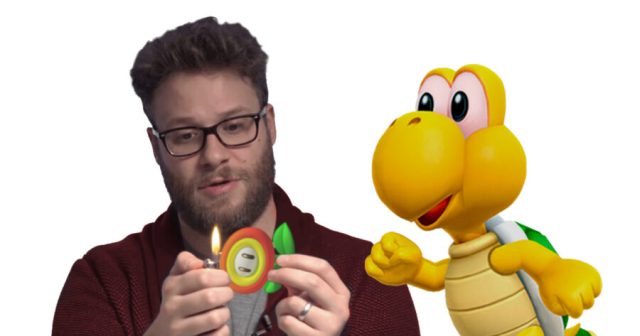 Seth Rogen Gets High Smoking Fire Flower With Koopa on Set of Mario Film