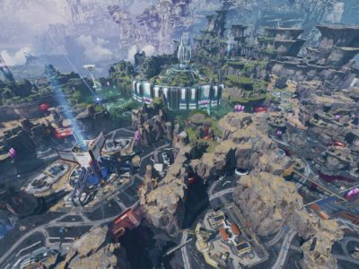 An overhead shot of the new Apex Legends map, Broken Moon.