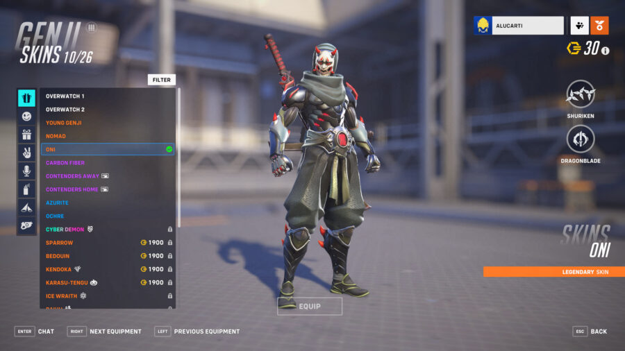 All of Genji's Overwatch 2 skins.