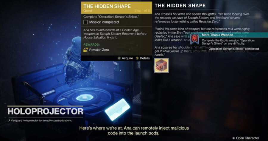 Complete this quest to unlock the Revision Zero exotic weapon in Destiny 2.