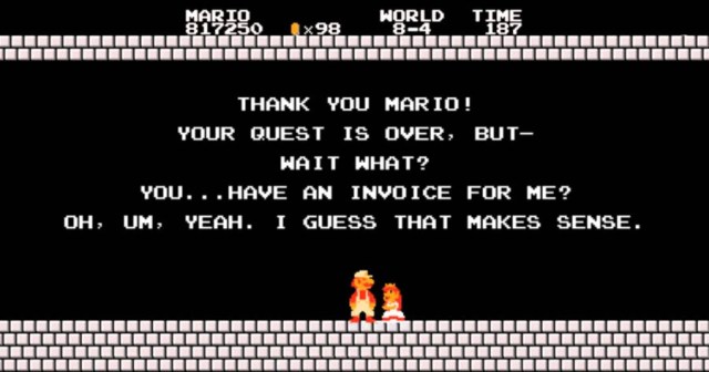 Mario Invoices Princess for 100 Hours of Plumbing Work Performed During Harrowing Rescue