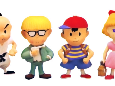 Main characters from the video game Earthbound posing
