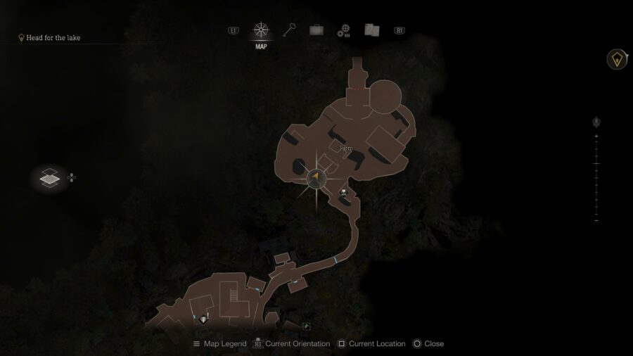 The location of one of the blue medallions in Resident Evil 4 remake.