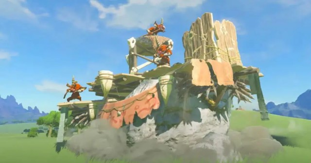 Bokoblin Gang Elects to Set Up Camp Directly Adjacent to Giant Boulder on Hilltop