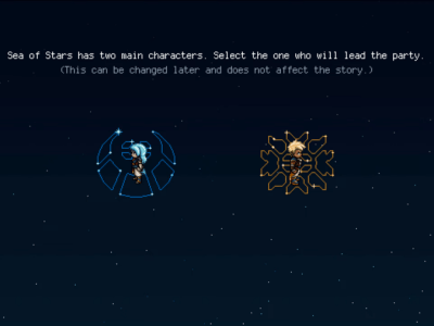 The Character Select screen in Sea of Stars, asking the player which character they will choose.