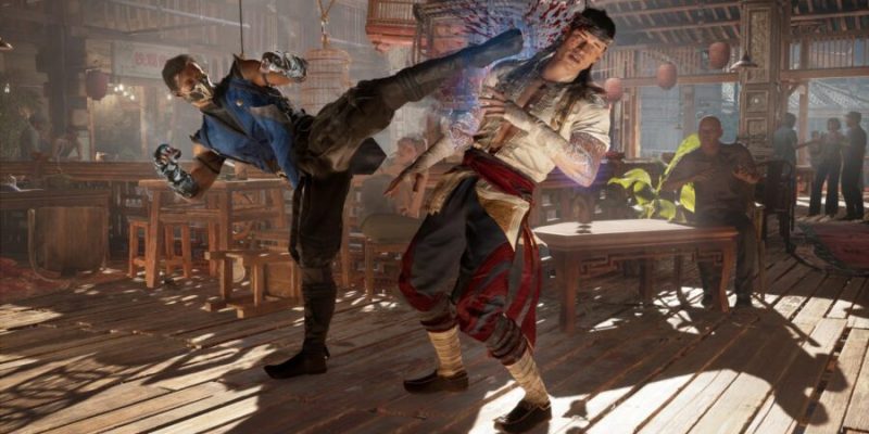 Subzero kicking Liu Kang in Mortal Kombat 1.