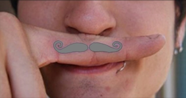 Mustache Finger Tattoo Starting to Go Gray