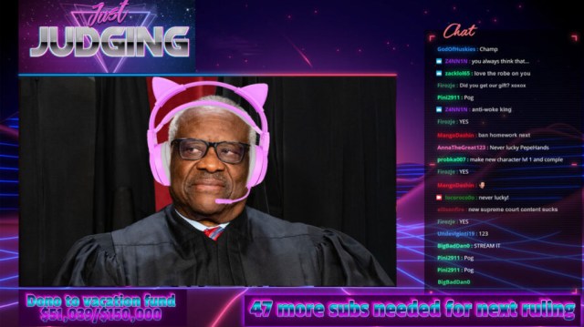 Clarence Thomas Pauses Supreme Court Hearing to Thank Twitch Donors