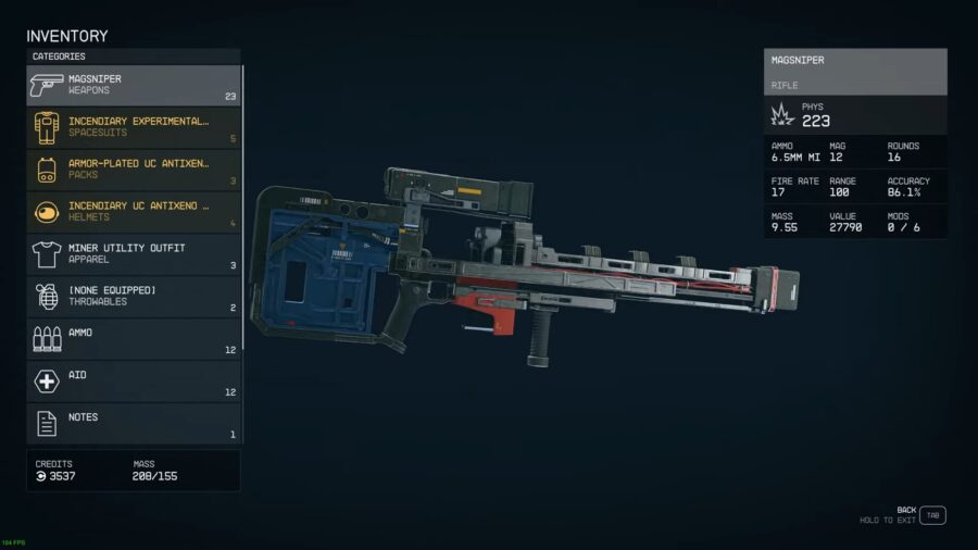 The Magsniper, the best sniper rifle in Starfield.