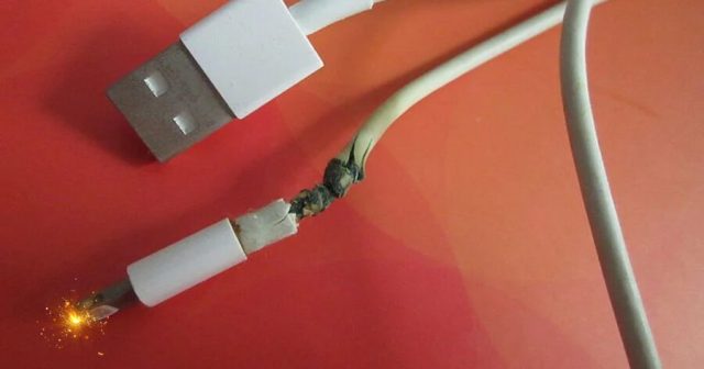 Charger Cable With Sparks Shooting Out of It May Need To Be Replaced at Some Point