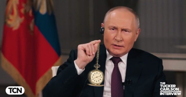 Putin Asks Tucker Carlson to Simply Keep His Eyes on Dangling Watch as It Swings Side to Side Nice and Easy