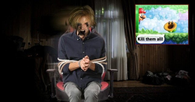 Man Hastily Tied to Gaming Chair and Shrieking in Latin Announces Plan to Obey Talking Flowers From “Super Mario Bros. Wonder” at Any Cost