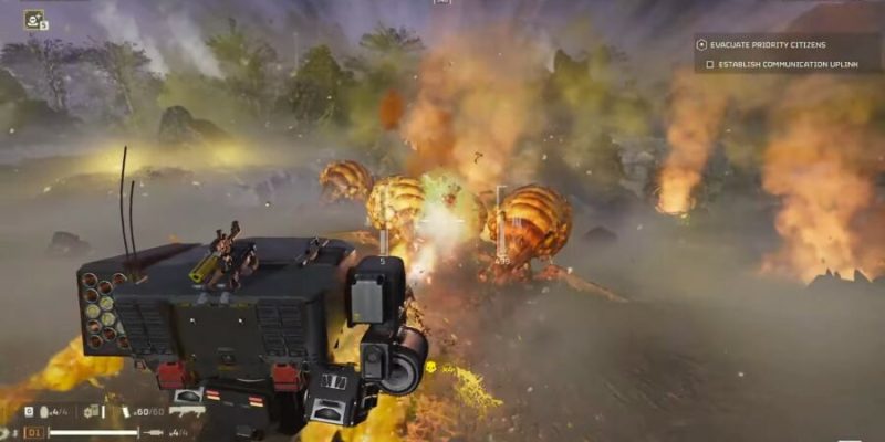 Helldivers 2 Exo-45 Patriot ExoSuit Firing