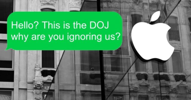 Apple Refuses to Respond to DOJ Lawsuit After Seeing Entire Thing Printed Inside Green Bubble